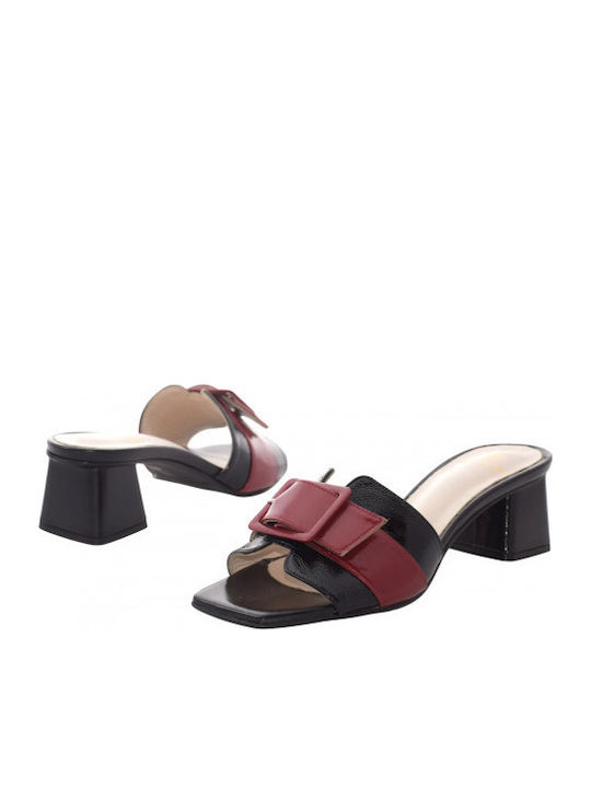 Piele Mule cu Toc în Culoare Negru