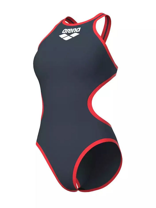 One Biglogo One-Piece Swimsuit with Cutouts Gray