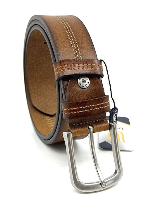 Wide Men's Belt Leather Tabac Brown