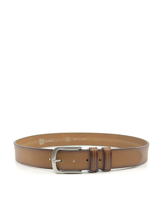 Wide Men's Belt Leather Tabac Brown