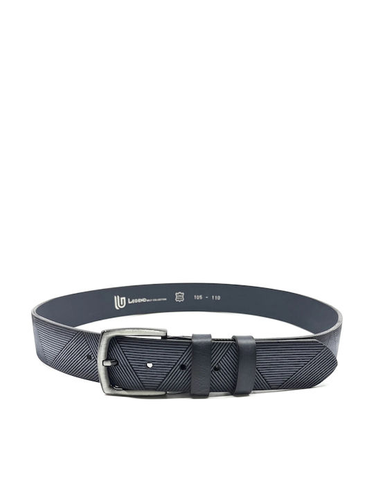 Wide Men's Belt Leather Blue