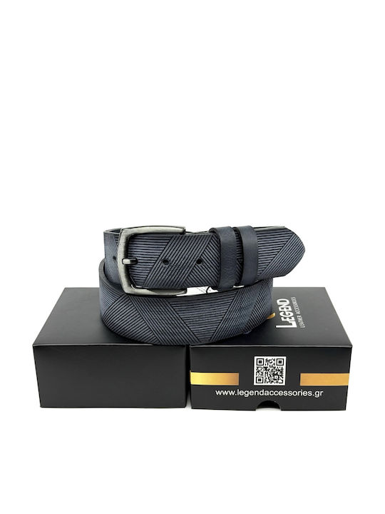 Wide Men's Belt Leather Blue