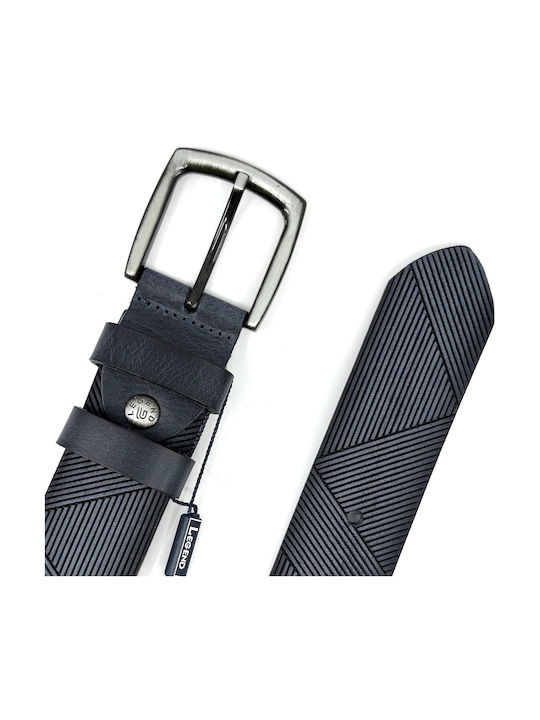 Wide Men's Belt Leather Blue