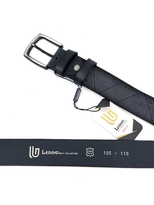 Wide Men's Belt Leather Blue