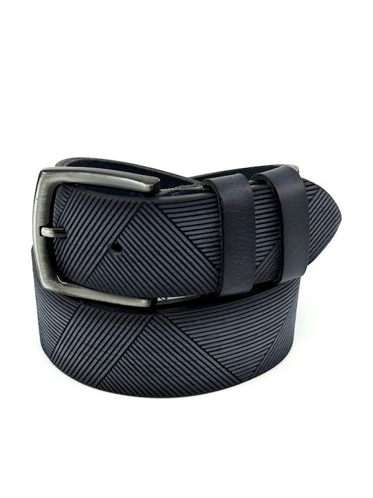 Wide Men's Belt Leather Blue