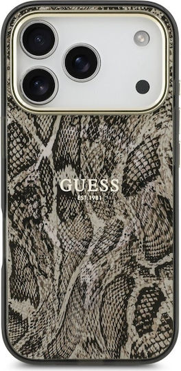 Guess Python Pattern Magsafe Umschlag Rückseite Silikon Braun (iPhone 17 Pro Max)