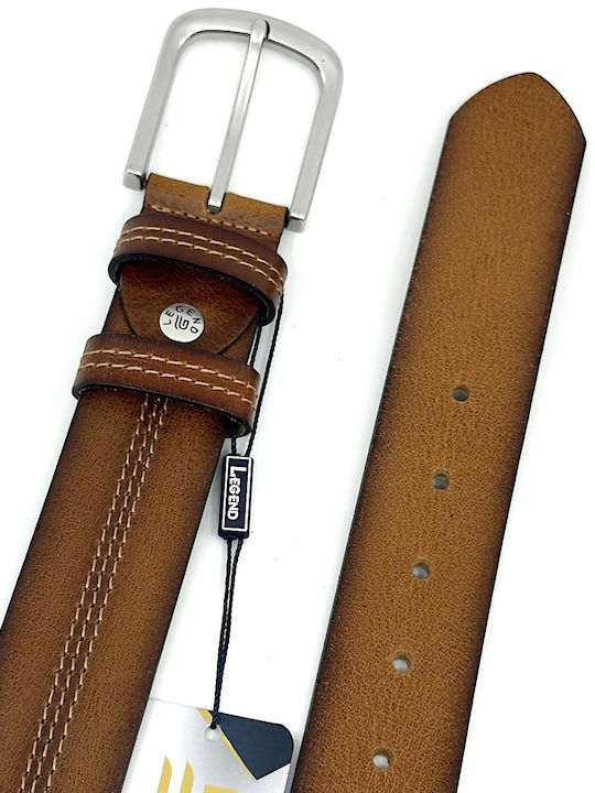 Wide Men's Belt Leather Tabac Brown