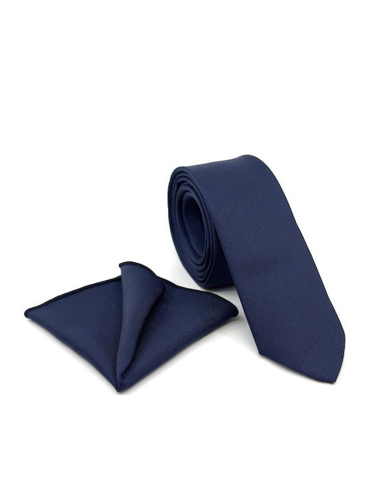 Legend Accessories Σετ Ανδρικής Γραβάτας Μονόχρωμη σε Navy Μπλε Χρώμα