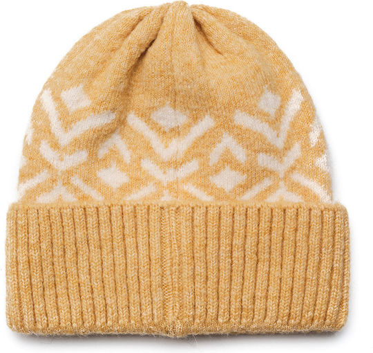 Beanie Unisex Beanie with Rib Knit in Yellow color