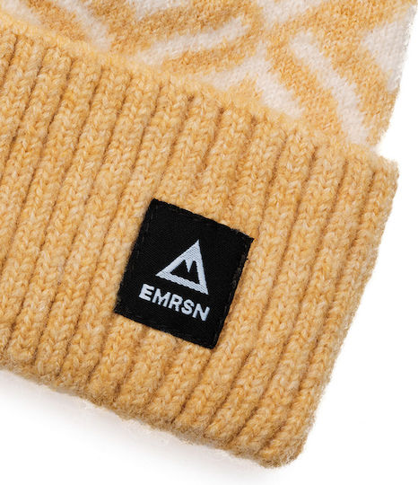 Beanie Unisex Beanie with Rib Knit in Yellow color