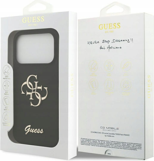Guess Silicone Big 4g Script Umschlag Rückseite Silikon Schwarz (iPhone 17 Pro)