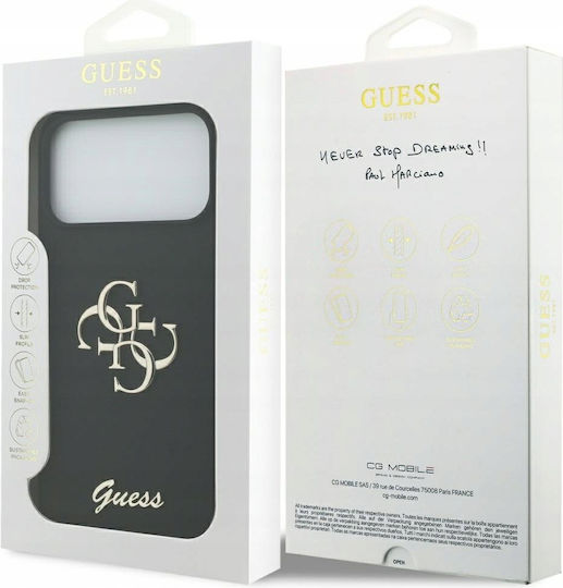 Guess Silicone Big 4g Script Umschlag Rückseite Silikon Schwarz (iPhone 17 Pro Max)