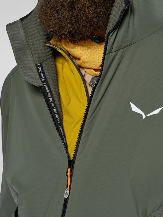 Pedroc Pl Wind Hd Ανδρική Ζακέτα Fleece με Κουκούλα Χακί