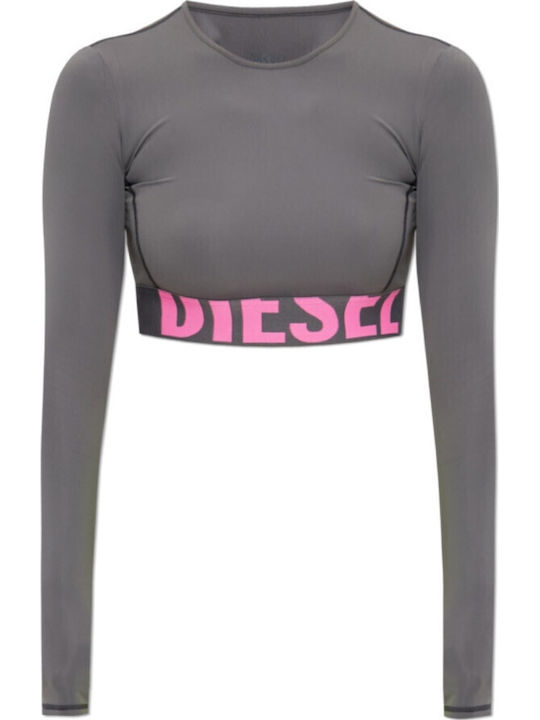 Women's Long Sleeve Crop Top Grey
