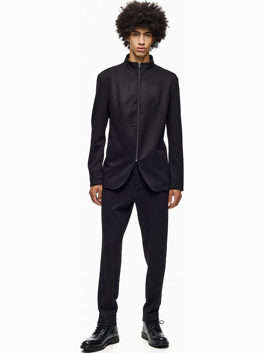 Men's Winter Suit Jacket Slim Fit Black