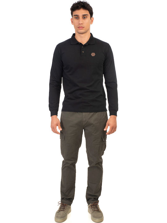 Polo Langarmbluse Black