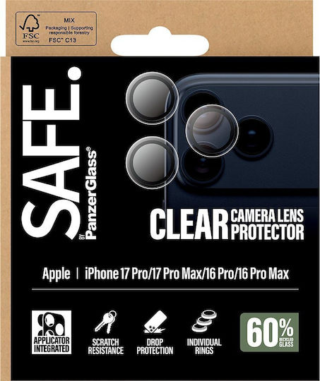 PanzerGlass Safe Προστασία Κάμερας Tempered Glass Διάφανο για το Iphone 17 Pro, Iphone 17 Pro Max, Iphone 16 Pro, 16 Pro Max