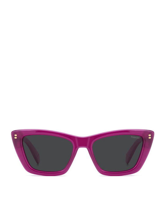Polaroid Women’s Sunglasses with Pink Horn-Rimmed Frame and Grey Lens PLD6242/S/X MU1/M9