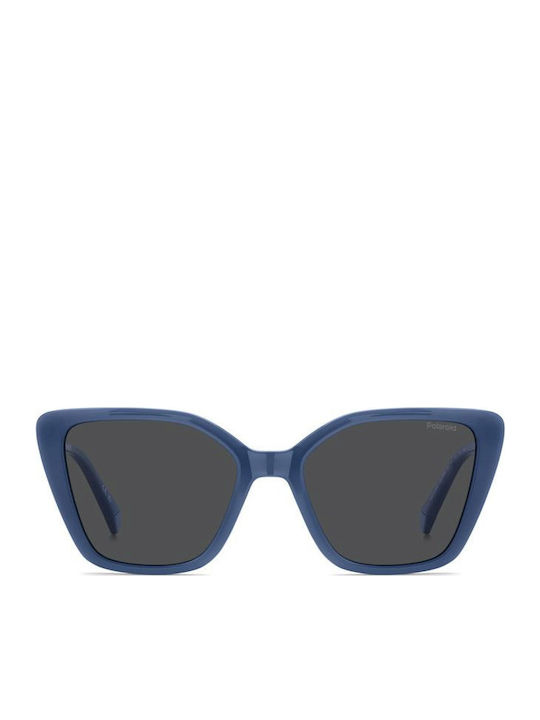 Polaroid Women's Sunglasses with Blue Plastic Frame and Gray Lens PLD4189/S MVU/M9