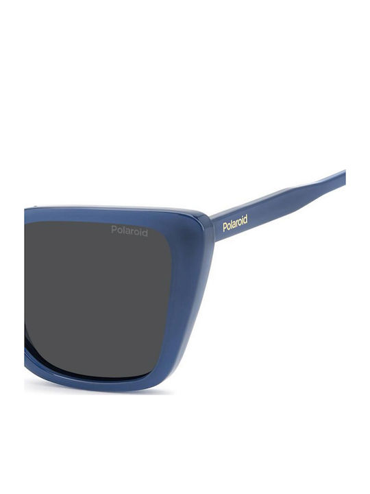 Polaroid Women's Sunglasses with Blue Plastic Frame and Gray Lens PLD4189/S MVU/M9