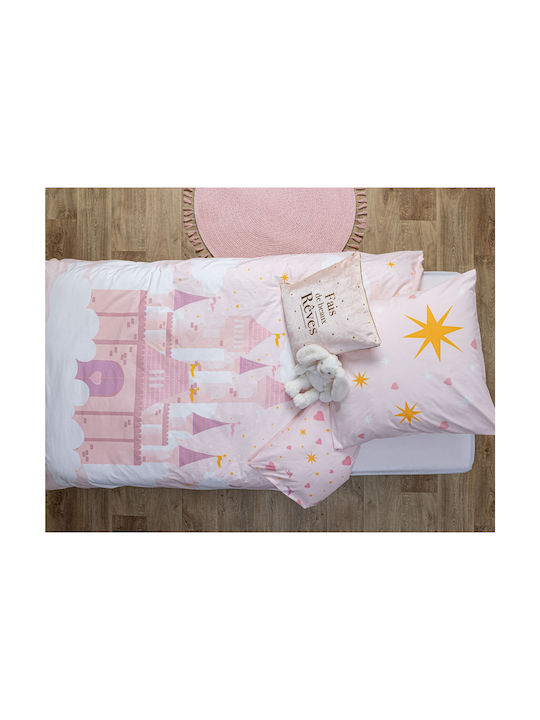 Atmosphera Château Kids Duvet Cover Set Single With Cotton Pink Pillowcase 140x200cm
