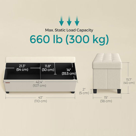 Ταμπουρέ με Αποθηκευτικό Χώρο 110x38x40εκ.