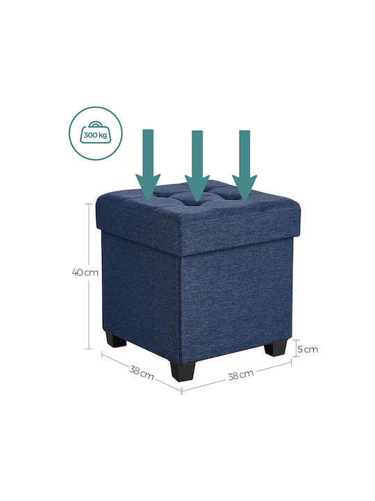 Stool For Living Room With Storage Space Upholstered with Fabric Blue 38x38x40cm