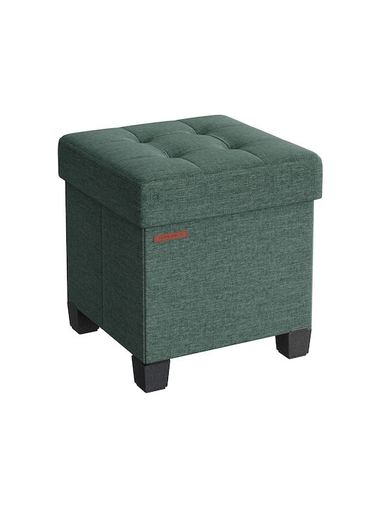 Stool For Living Room With Storage Space Upholstered with Fabric Green 38x38x40cm