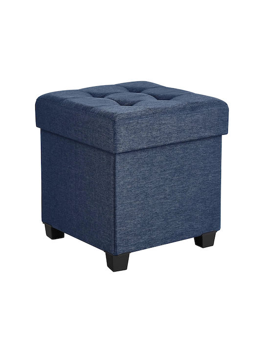 Stool For Living Room With Storage Space Upholstered with Fabric Blue 38x38x40cm