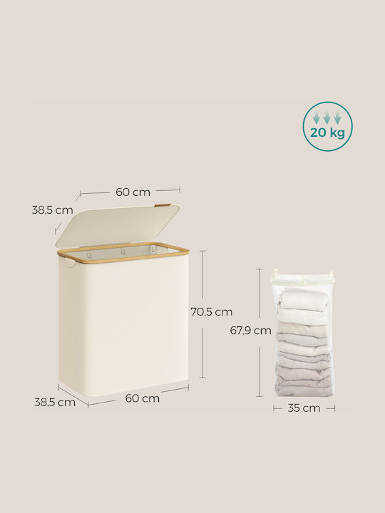 Songmics Fabric Laundry Basket with Lid 60x38.5x70.5cm Black