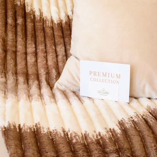My Home Luxury Κουβέρτα Fleece Μονή 160x220εκ. Εκρού - Σκούρο Καφέ 68173-6