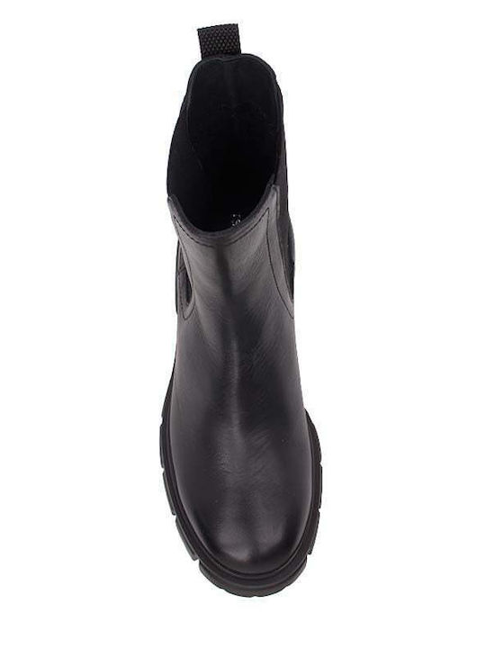 Leder Stiefeletten Damen Schwarz