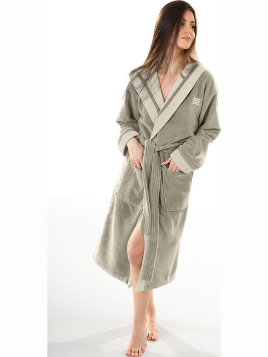 Guy Laroche Monogram Μπουρνούζι με Κουκούλα Khaki
