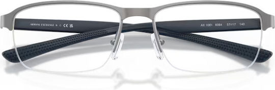 Armani Exchange Ax1061 6084 57 Rame Ochelari Dreptunghi Pentru Bărbați Metalic Gri Tortoise
