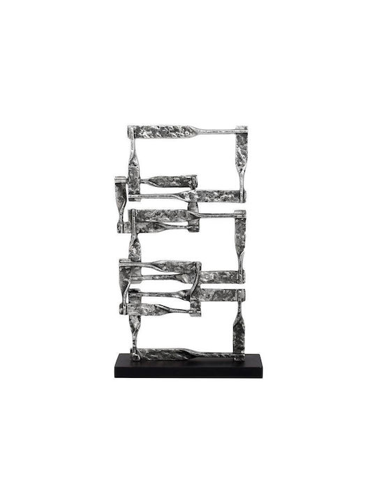Decorativ Metalic Cu Modele Geometrice Bază Neagră Fylliana Fl77067 Argintiu Antic 25x10x44cm