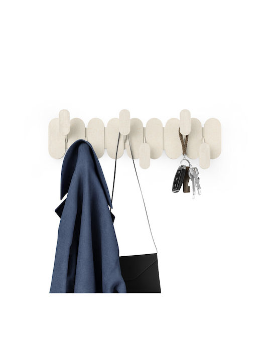 Umbra Plastic Wall Hanger 6 Hooks Beige 47x16x6cm