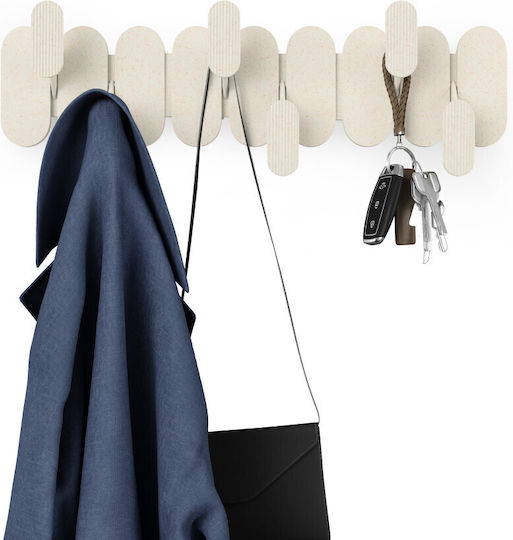 Umbra Plastic Wall Hanger 6 Hooks Beige 47x16x6cm