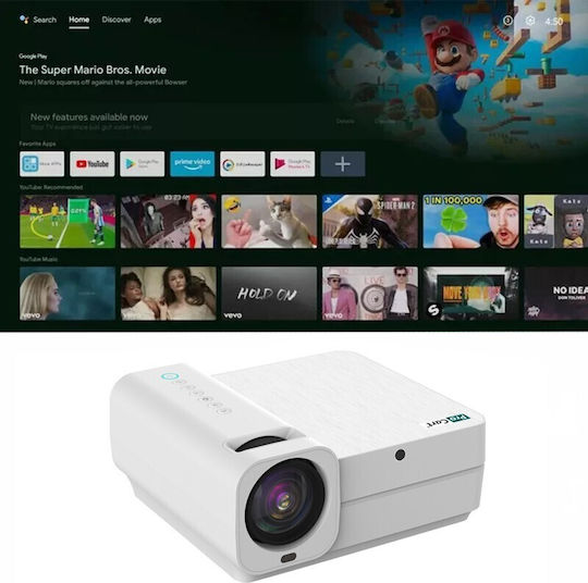 Mini Projector LCD Full HD Λάμπας LED με Wi-Fi και Ενσωματωμένα Ηχεία