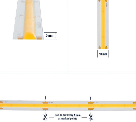 GloboStar Ταινία LED Bee 24V Φυσικό Λευκό Φως 5m Τύπου COB