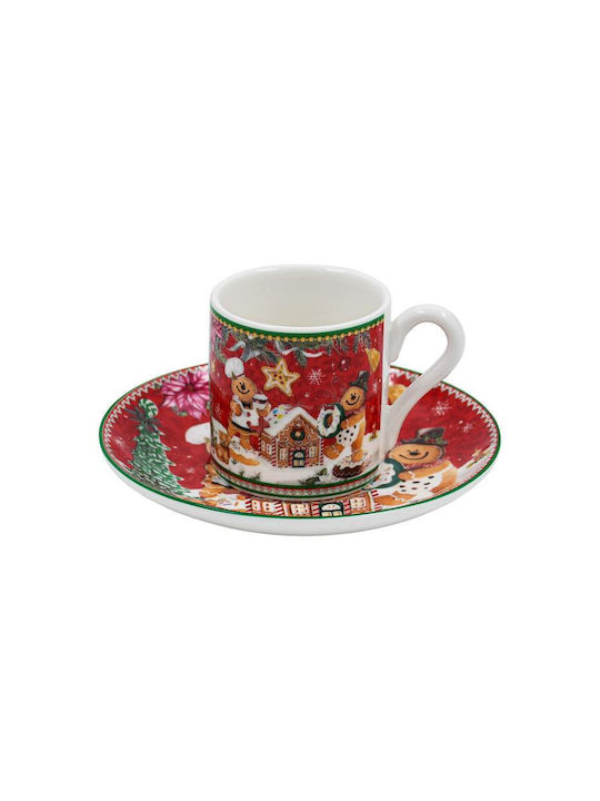 Fylliana Gingerbread Man Set Christmas Cups Ceramic Brown L6xW5.5cm. 4pcs