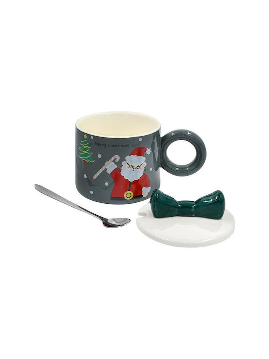 Weihnachtlicher Becher mit Deckel & Löffel 1/4 Fylliana Fl573 Grau-Rot Farbe 10x12cm 4 Stück Weihnachtlicher Becher mit Deckel & Löffel 1/4 Fylliana Fl573 Grau-Rot Farbe 10x12cm 4 Stück