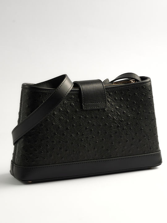 Leder Damentasche Schultertasche Schwarz