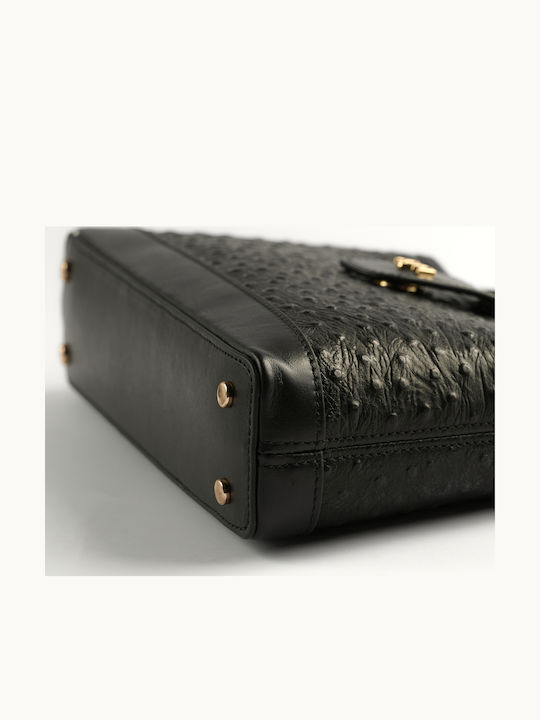 Leder Damentasche Schultertasche Schwarz