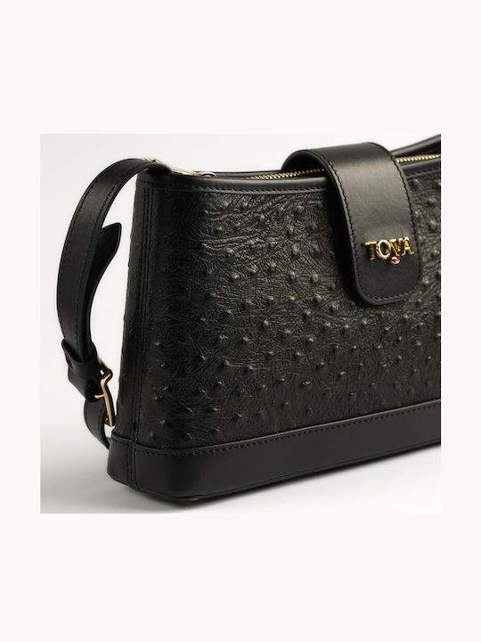 Leder Damentasche Schultertasche Schwarz