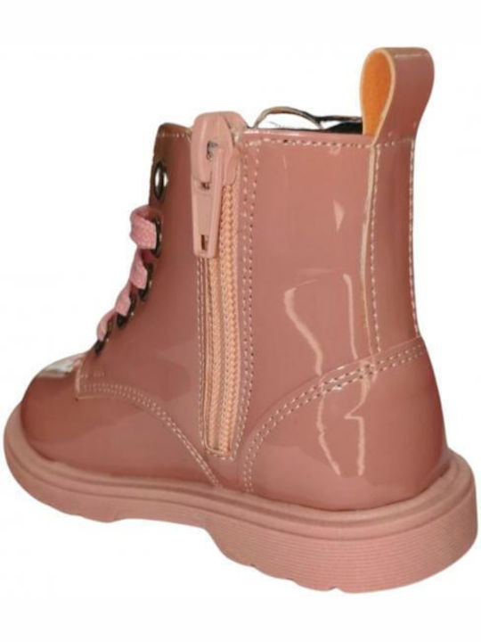 Kids Boots from Patent Leather with Zipper Pink