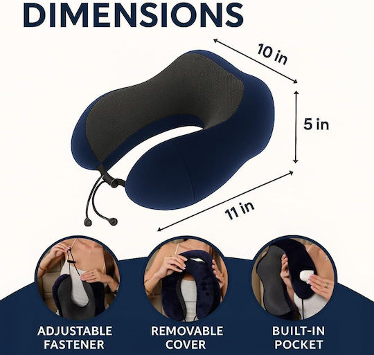 Neck Travel Pillow Memory Foam Black 4gym38
