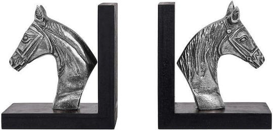 Σετ 2 Βιβλιοστατες Μεταλλικοι Αλογο Fylliana Fl76893 Ασημι Αντικε Χρωμα 25x10x15εκ