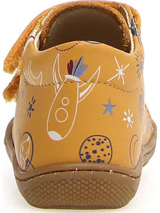 Lederne Kinderstiefeletten mit Klettverschluss Gelb