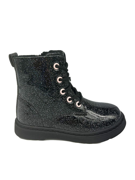 Kinderstiefel mit Schnürsenkeln Schwarz