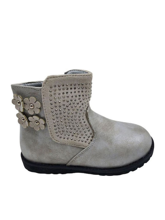 Elpis Anatomical Leather Kids Boots with Zipper Silver